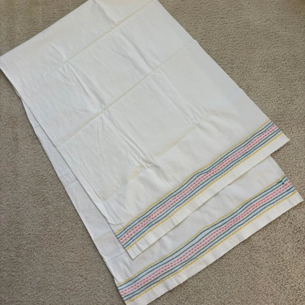 Vintage Stripe Embroidered Pillowcase Tube to finish